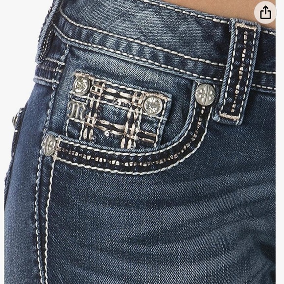 Miss Me Fleur De Lis Embroidered Y2K Low Rise Bootcut Jeans - Picture 4 of 16